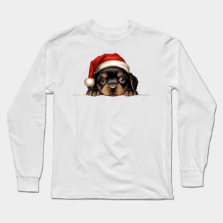 Christmas Peeking Puppy Long Sleeve T-Shirt